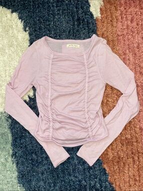 Free People Lilac Ruched Long-Sleeve